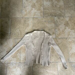 Women's Cream Ribbed Sweater